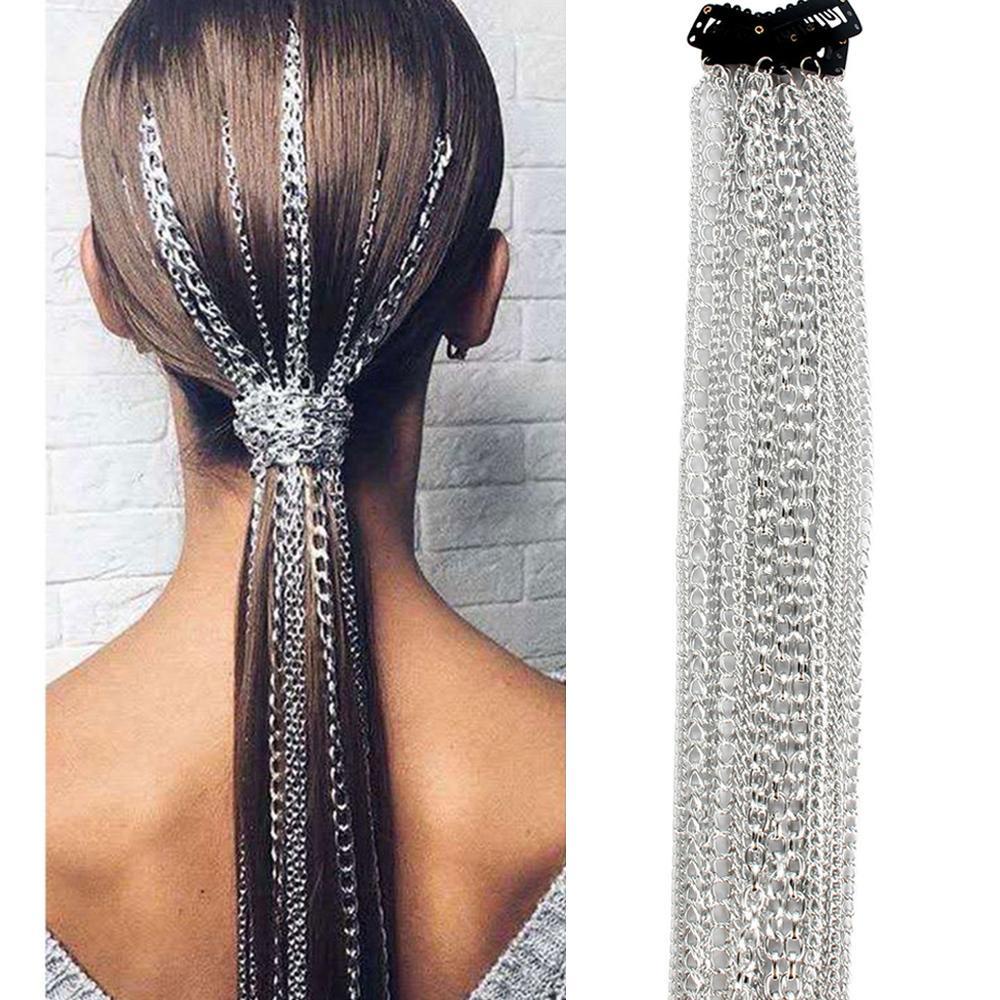 ANEMONE Tóc Giả Nối Dài Dạng Chuỗi Màu Bạc Nhiều Sợi Cho Cô Dâu