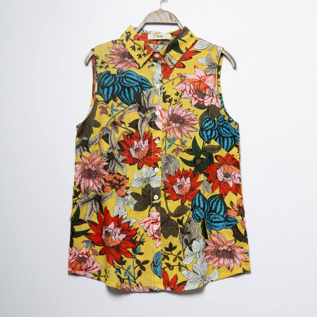 ÁO SƠ MI NỮ SAYME SÁT NÁCH COTTON HOA TO HOT TREND WCTO0001