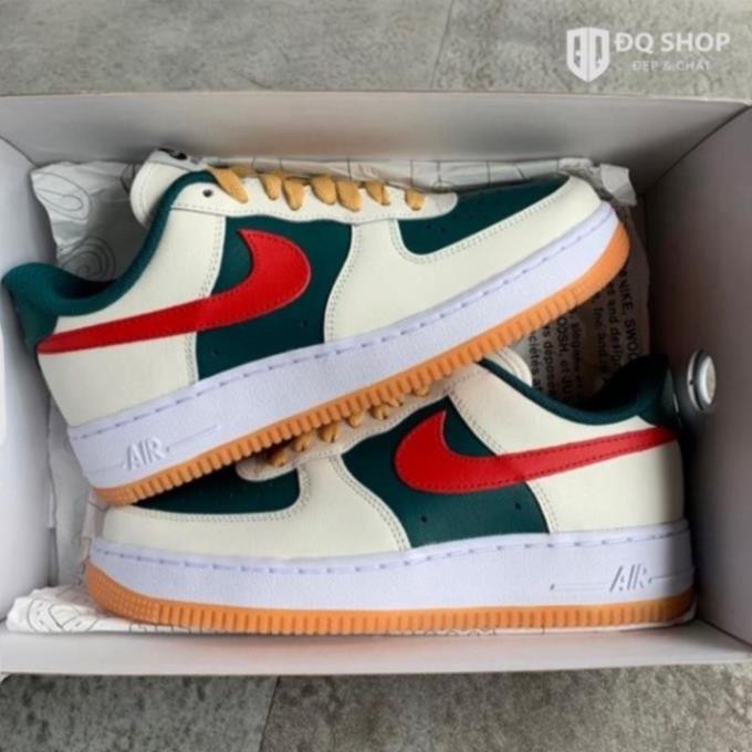 (surucara)Giày Sneaker nam nữ cao cấp full bill box, giày thể thao Jordan AF1 cổ thấp da lộn màu xanh đỏ đế cao, form đẹ