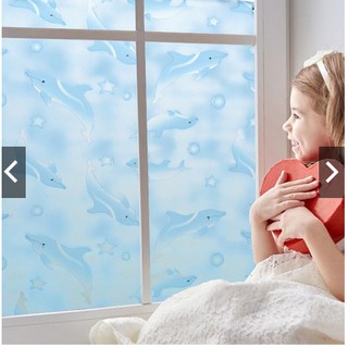 Decal giấy dán kính cá heo xanh