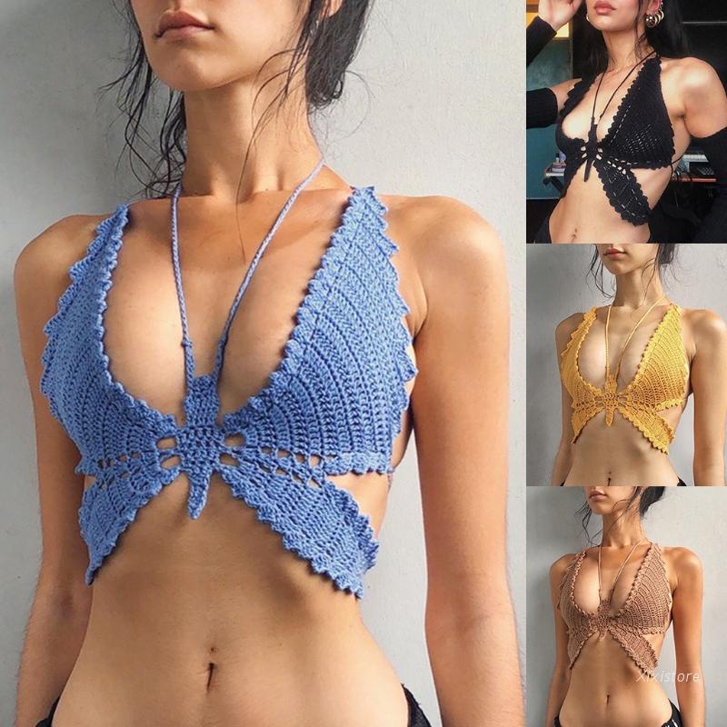 Xixi Áo Lót Đan Len Cổ Chữ V Khoét Sâu Gợi Cảm Cho Nữ