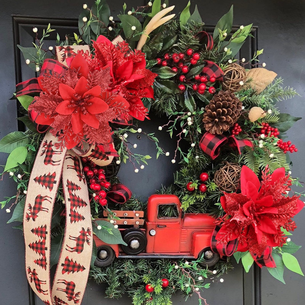 Set 5 Bông Hoa Giả Khoét Rỗng Lấp Lánh Trang Trí Giáng Sinh / Năm Mới