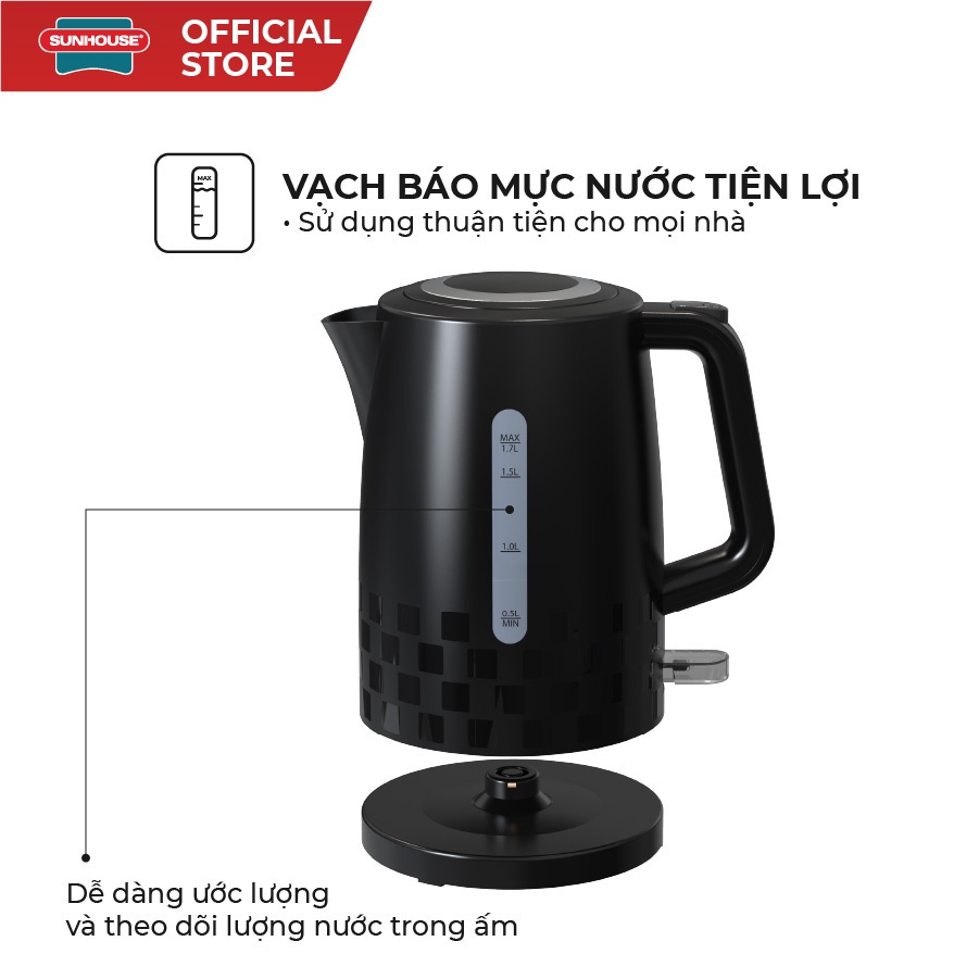 Ấm Siêu Tốc Nhựa 1.7L SUNHOUSE SHD1306 Công Suất 1800W