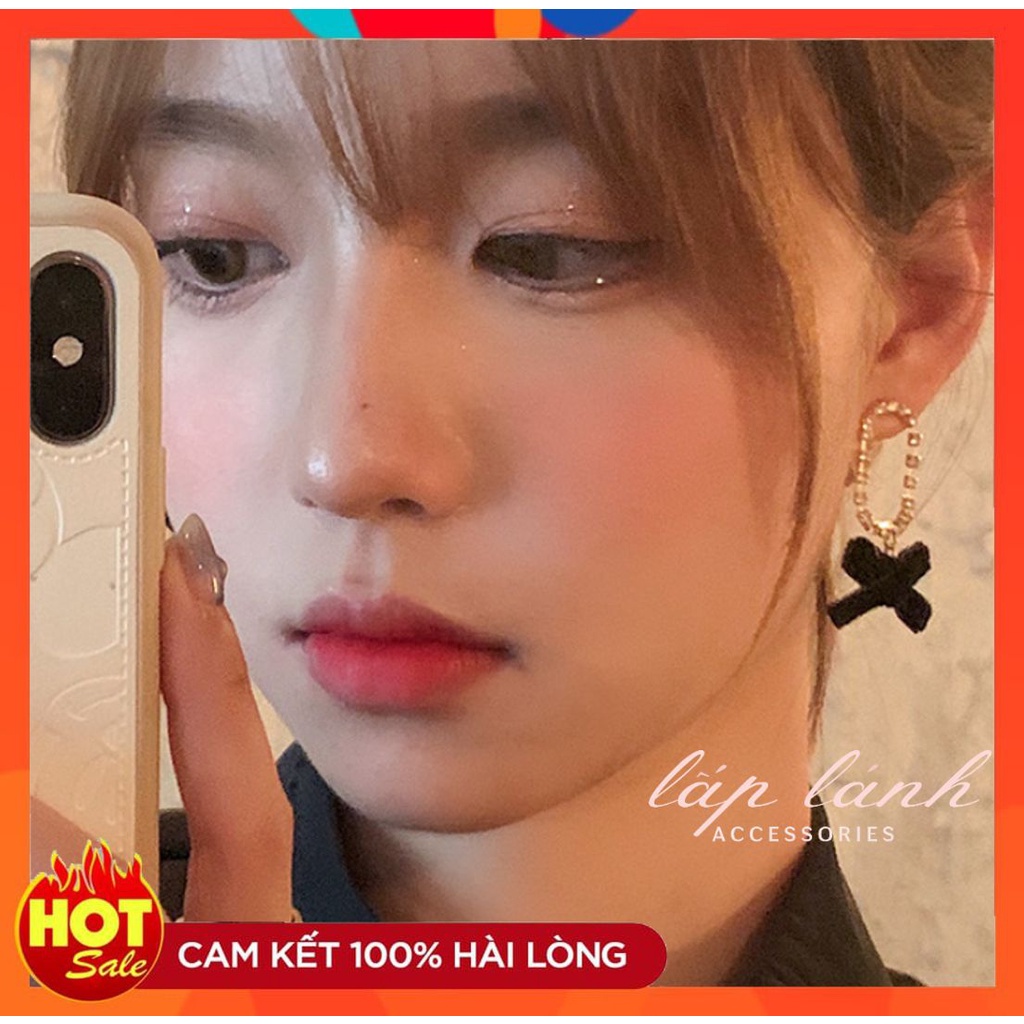 [HOT] BÔNG TAI KHUYÊN TAI NHUNG ĐEN ĐÍNH HẠT ĐÁ NHÂN TẠO THỜI TRANG CÁ TÍNH HÀN QUỐC PHONG CÁCH 221BT006