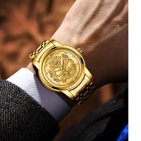 Đồng Hồ Nam ONTHEEDGE Mặt Rồng Nổi 3D Mắt Đính Đá Cao cấp Thạch Anh Sáng -chống thấm nước Dây Thép Không Gỉ  𝐃𝐇𝟒 | BigBuy360 - bigbuy360.vn