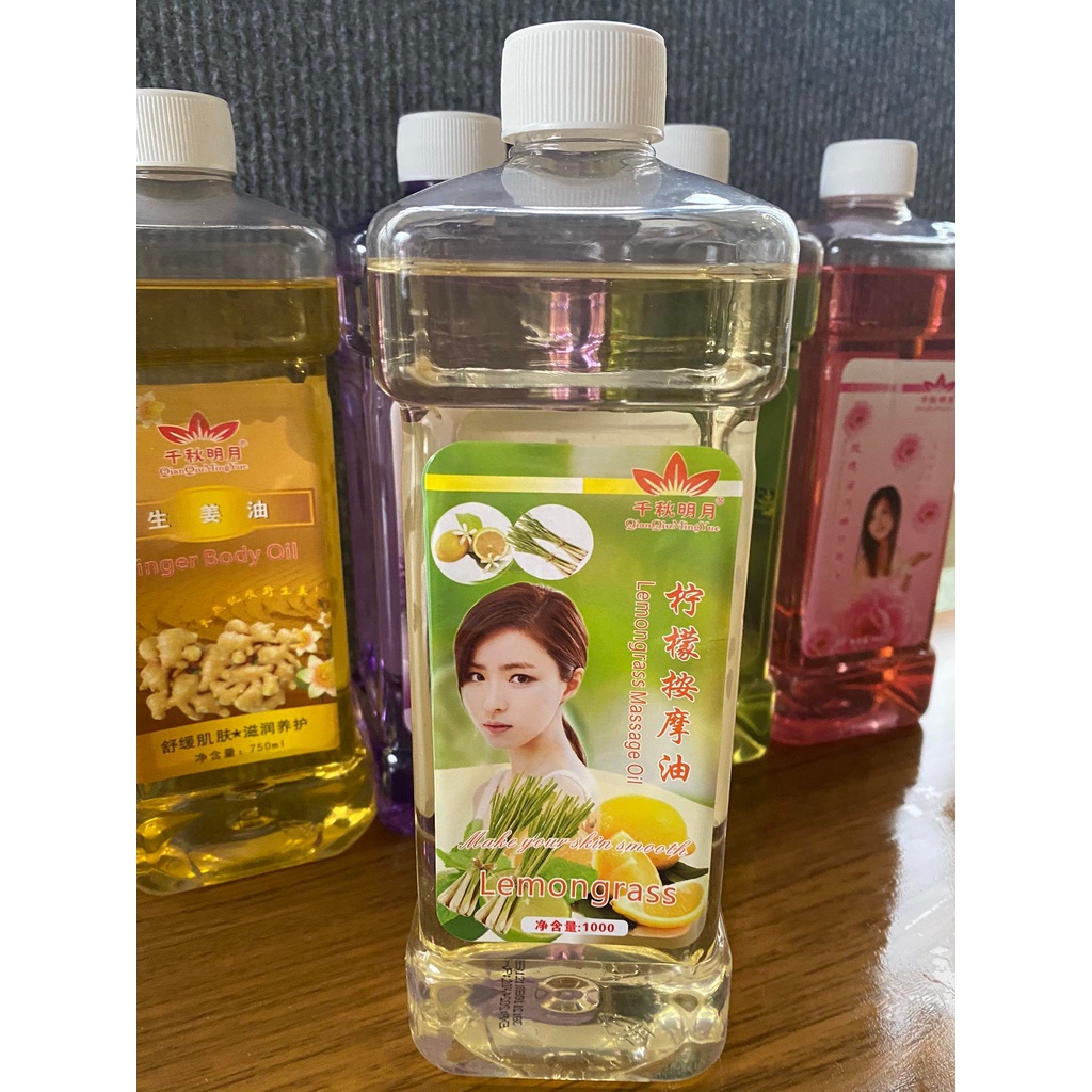 Tinh Dầu Massage Body chai 750ml Gừng - Lavender - Hoa Hồng - Ngải Cứu-cam xả chanh thơm dịu