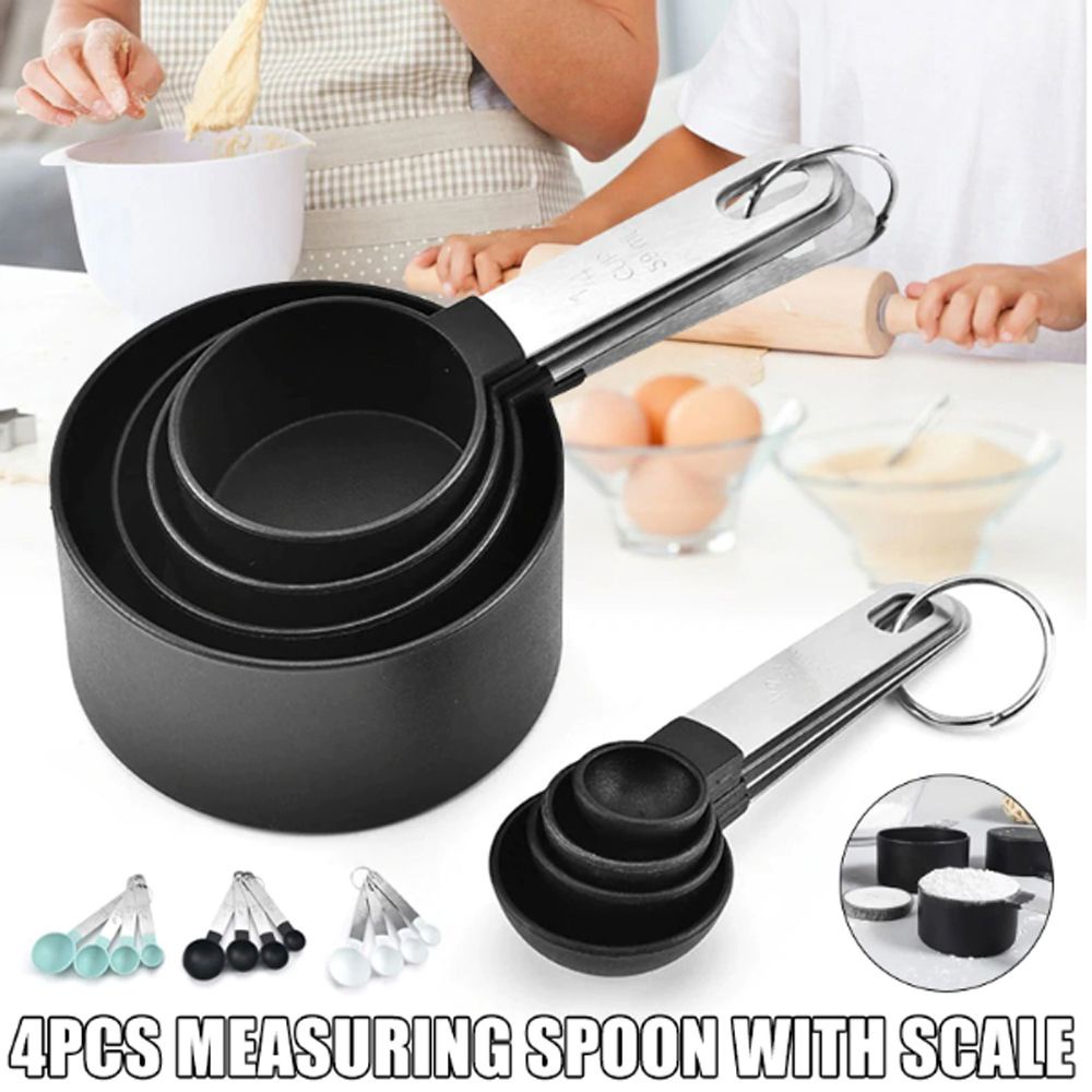 Set 4 Muỗng Đo Lường Bằng Nhựa Và Thép Không Gỉ Nhiều Màu Tiện Dụng Cho Nhà Bếp