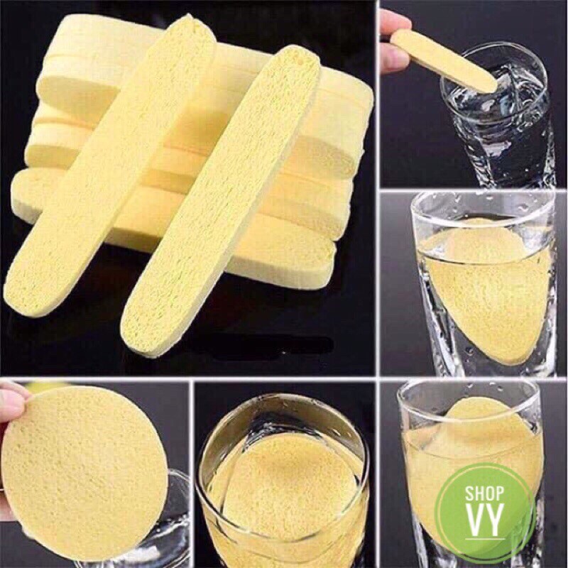 2 Miếng Bông Rửa Mặt Chivey màu vàng