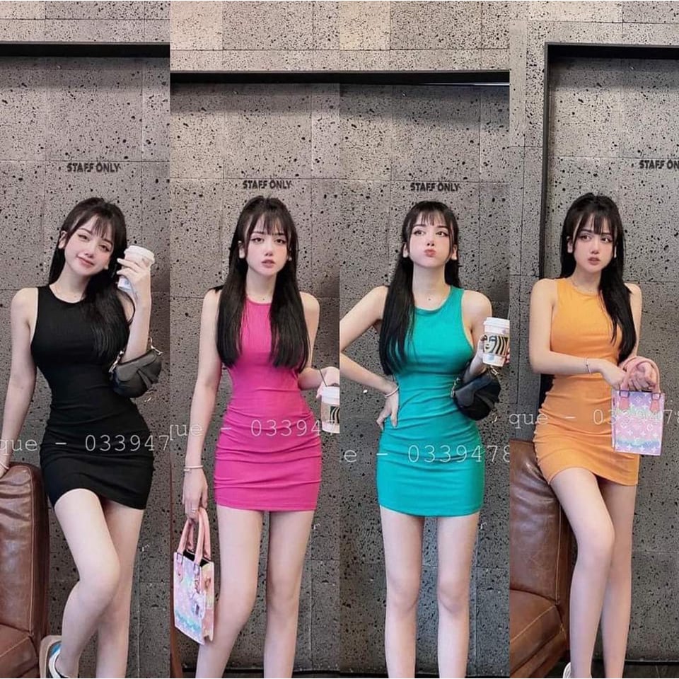 Váy tăm body sát nách dáng ngắn sexy