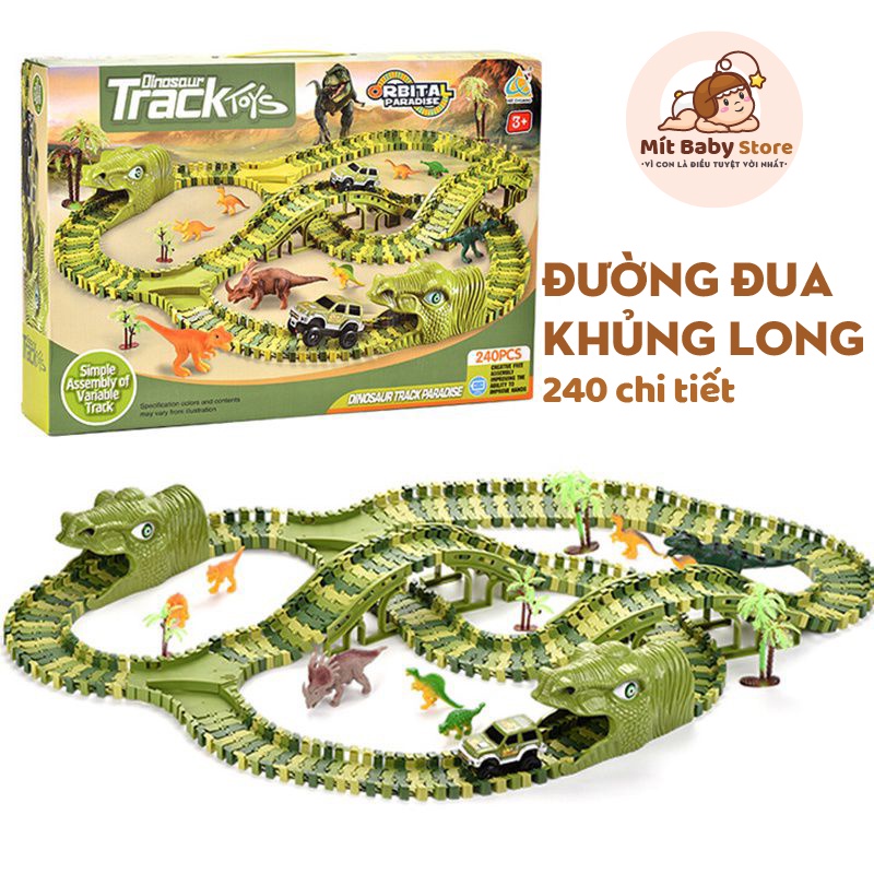 Bộ lắp ráp đường đua ô tô khủng long, đồ chơi lắp ghép đường ray khủng long cỡ lớn cho bé thoả sức sáng tạo