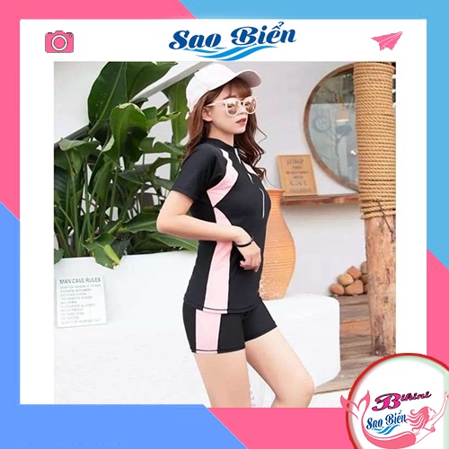 Đồ bơi _Bikini đi biển 2 mảnh áo cọc tay _đùi phối _ Sao Biển BKN23