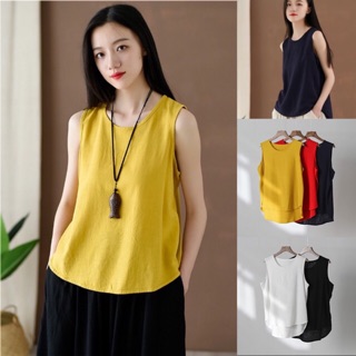 Áo linen sát nách hai tà lệch