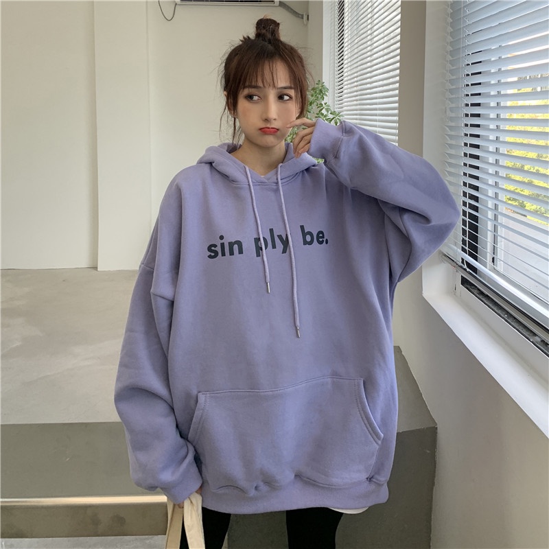 Áo hoodie dáng rộng phong cách Hàn Quốc thời trang thu đông 2021 cho nữ