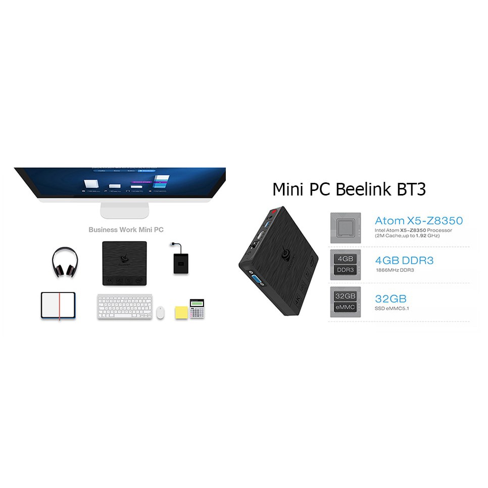 Máy tính mini Beelink BT3 Pro Intel Z8350, Ram 4G/ Rom 64G - Nguồn 12v - Mini PC | BigBuy360 - bigbuy360.vn
