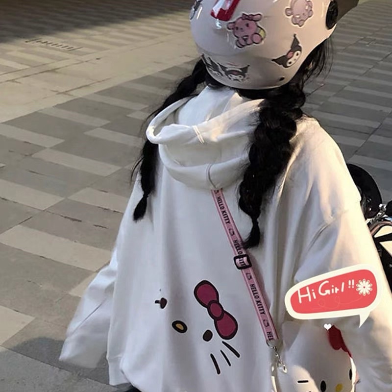 Áo khoác in hình hello kity màu trắng siêu cưng