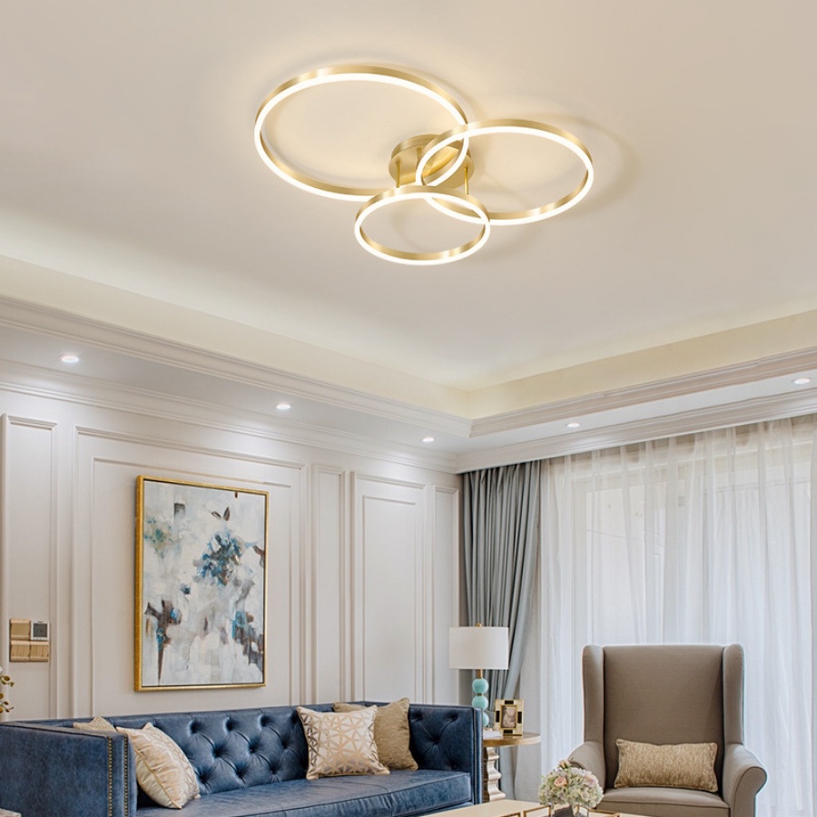 Đèn ốp trần 3 vòng hiện đại trang trí không gian nhà