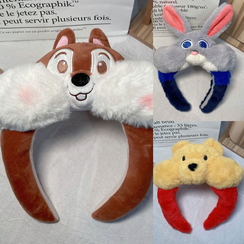 Băng Đô Cài Tóc Hình Thỏ / Gấu Hoạt Hình Bằng Lông Nhung Dễ Thương Xinh Xắn