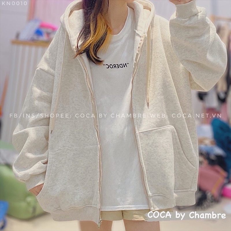 [KN0010] Áo khoác HOODIE ZIP trơn nỉ bông dày mũ 2 lớp form rộng unisex 12 màu (Có sẵn/ảnh thật)