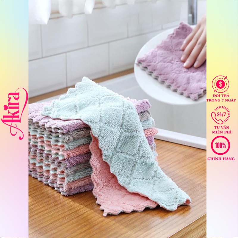 Khăn lau bếp đa năng 2 mặt siêu thấm  kháng khuẩn chống dính dầu mỡ hai mặt