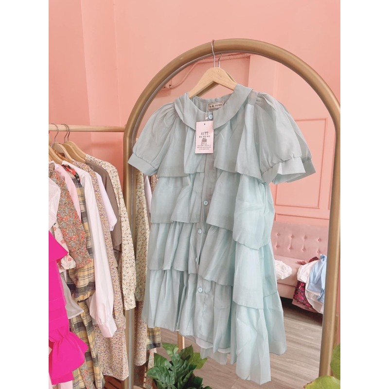 Đầm Babydoll Tơ Tầng Organza Xanh Mint | BigBuy360 - bigbuy360.vn