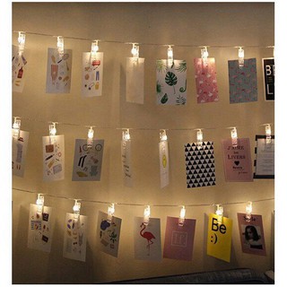 DÂY ĐÈN LED KẸP ẢNH XÀI PIN DÀI 3 MÉT  20 KẸP TREO ẢNH NGHỆ THUẬT/Photo Picture Clips String Lights using batteries 3M 2