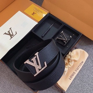 Thắt lưng da nam hai mặt thay đổi vàng đen hoạ tiết đính đá sang trọng dây lưng da xước xịn fullbox có hộp