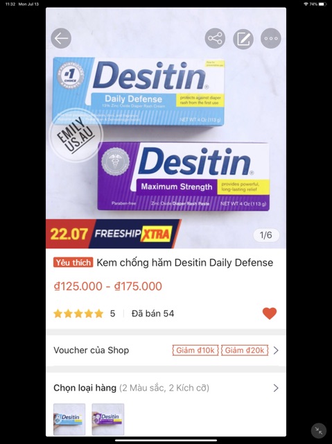 Kem chống hăm Desitin Daily Defense