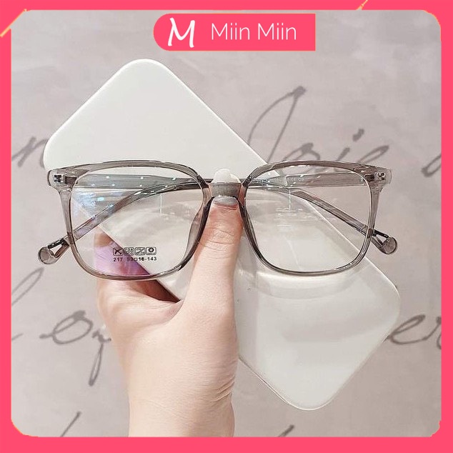 Gọng kính mắt nam nữ Miin Miin nhựa dẻo mắt vuông to đeo đi đường chống bụi 217