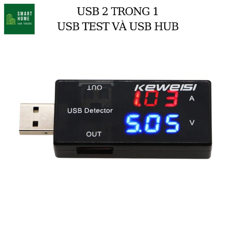 USB test kiêm USB hub 2 trong 1, kiểm tra điện áp, dòng điện củ sạc xịn sạc dởm