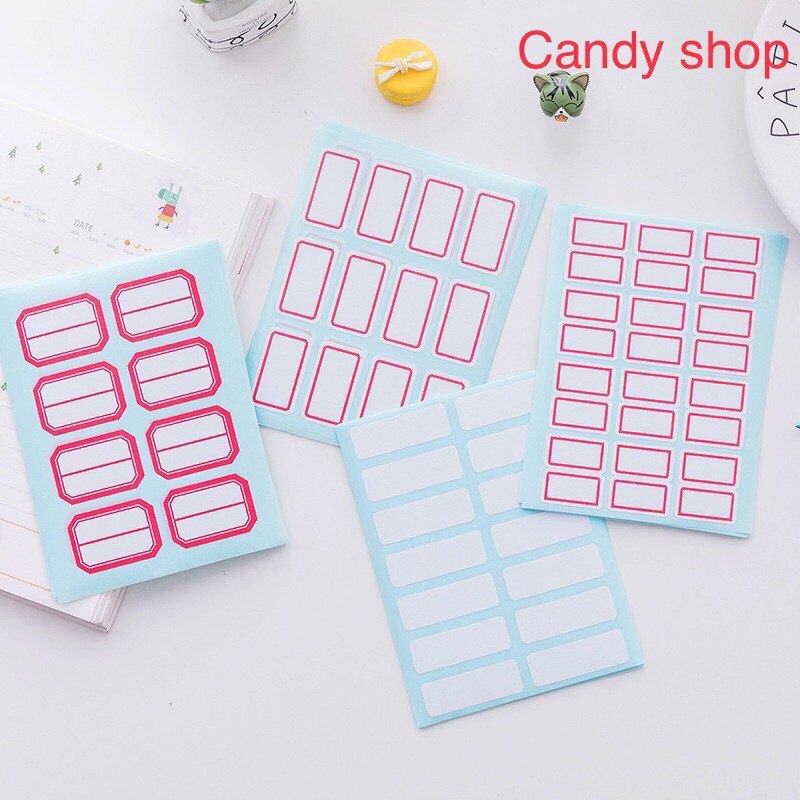 Bộ 12 tờ Sticker Name kẻ ô