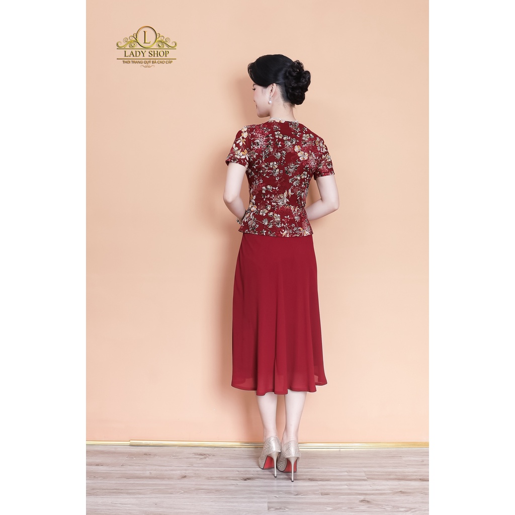 Đầm peplum cổ sen bèo sang trọng Ladyshop thời trang trung niên cao cấp TK961