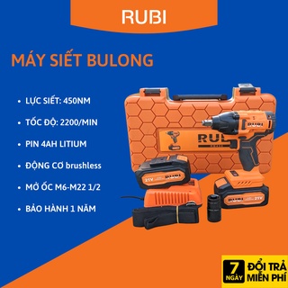 Máy bắn bulong pin Rubi lực siết 450nm pin 4ah bảo hành 1 năm