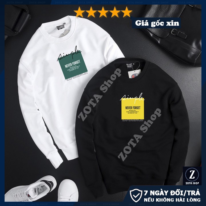 Áo thu đông nam tay dài❤️ Freeship 50K❤️ Áo nỉ Thái dày đẹp Never Forget SW312 - Hàng mới về