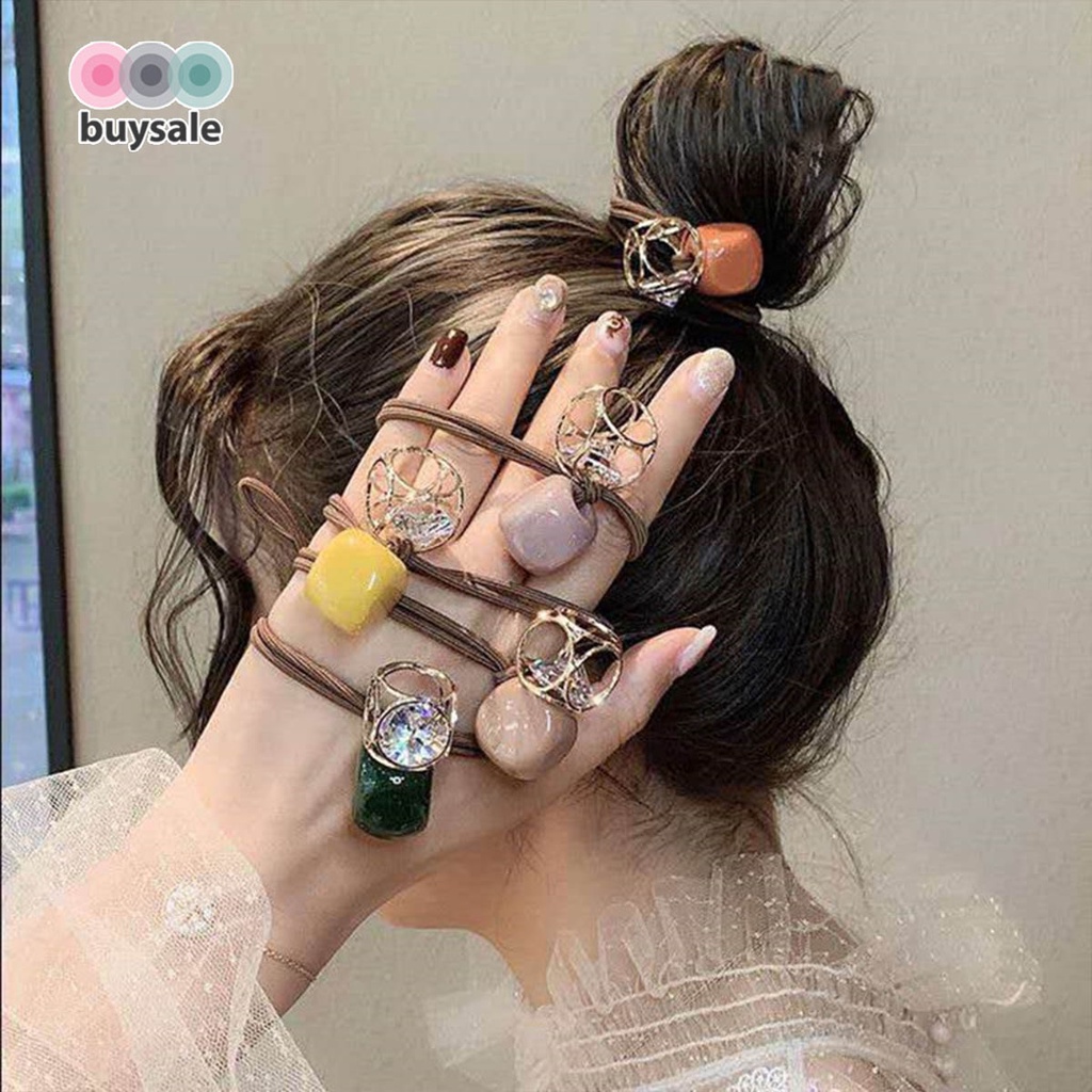 Dây cột tóc hình dáng phong phú đính đá màu kẹo ngọt nhiều kiểu dành cho các bạn nữ - Buysales - BSPK257