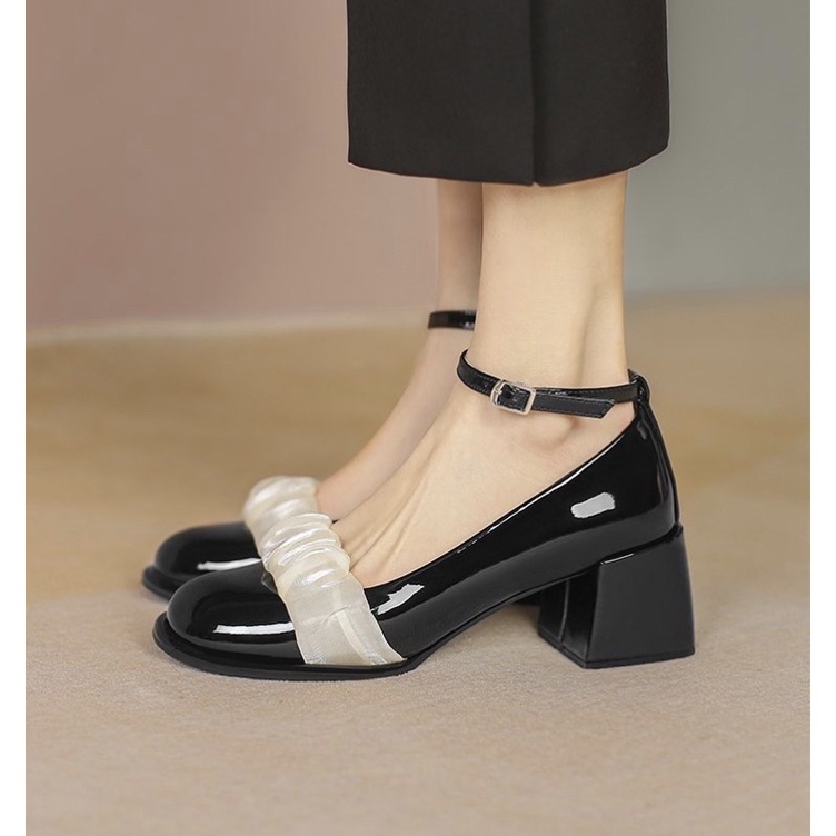 [Sẵn]✨Giày Cao Gót Tiểu Thư Lolita 6cm mix ren (Size 35-39) C199