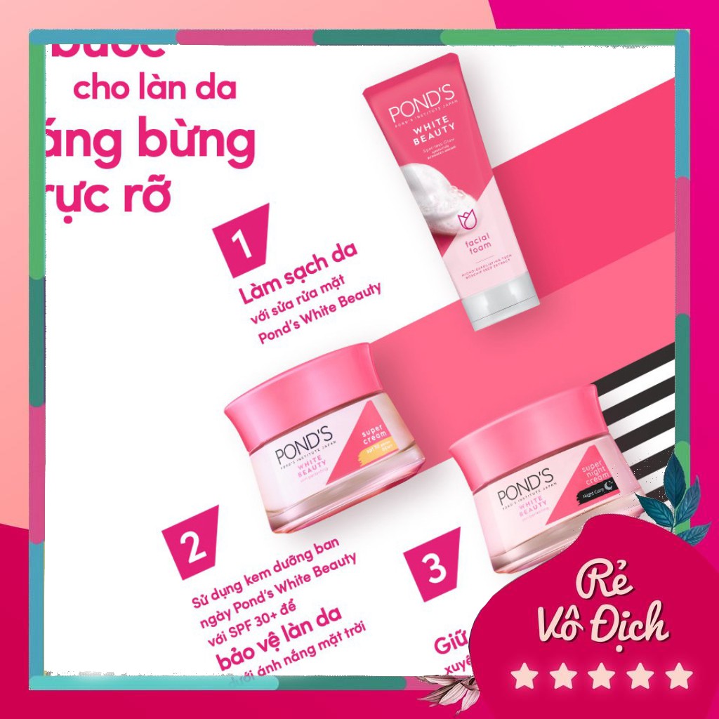 ( Hàng mới về ) Kem dưỡng da trắng mịn không tì vết Pond's White Beauty ban đêm 50g b225