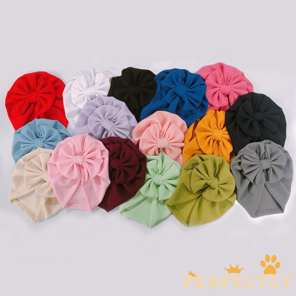 Mũ Turban Thắt Nơ Bằng Lụa Màu Trơn Giữ Ấm Mùa Đông Dành Cho Bé Trai Bé Gái 7-0 - 18 Tháng Tuổi