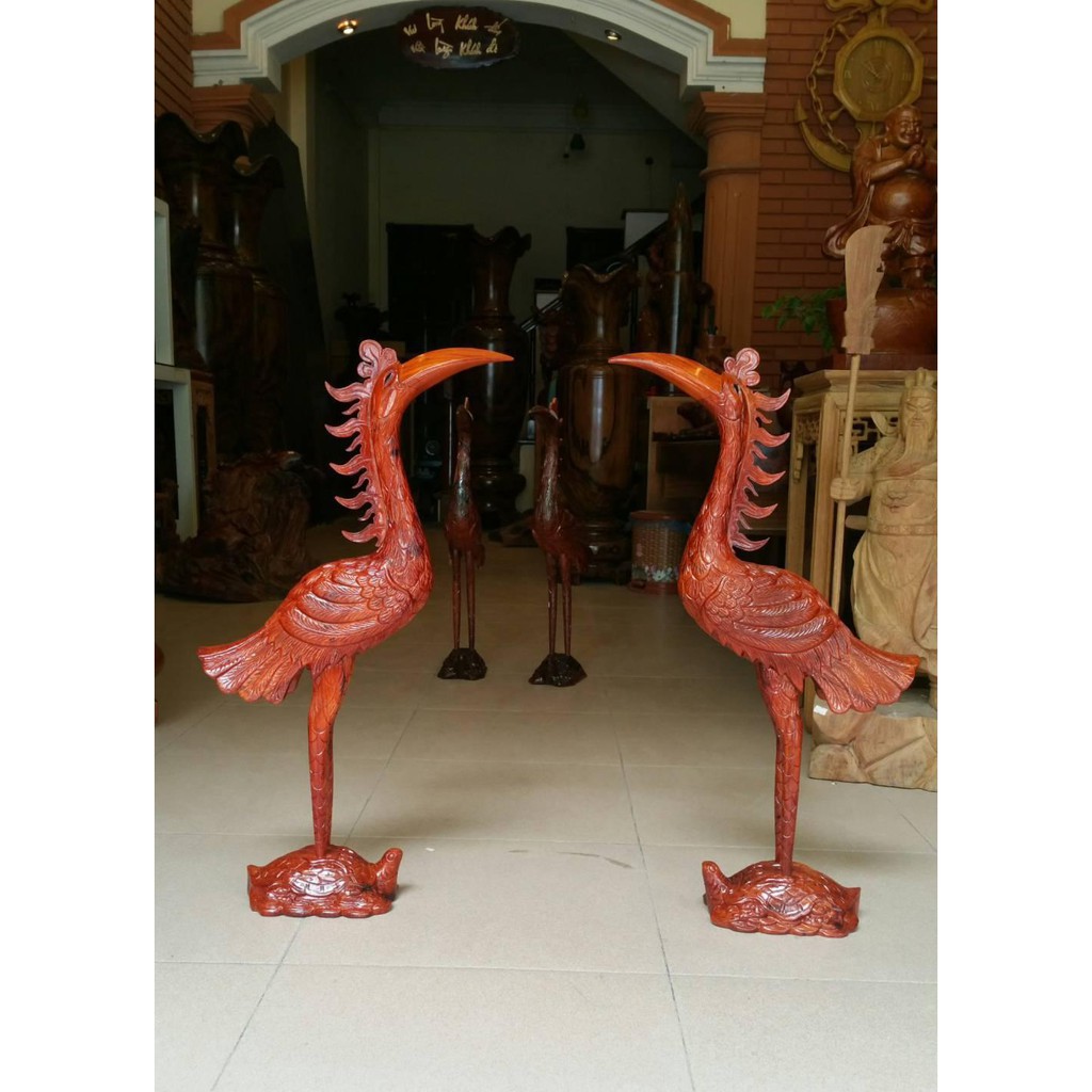 Mỹ Nghệ Bắc Ninh  HẠC THỜ GỖ HƯƠNG CAO 50cm