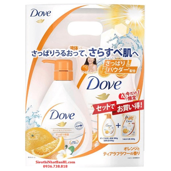 Sữa tắm Dove hương cam kèm gói Refill 360g