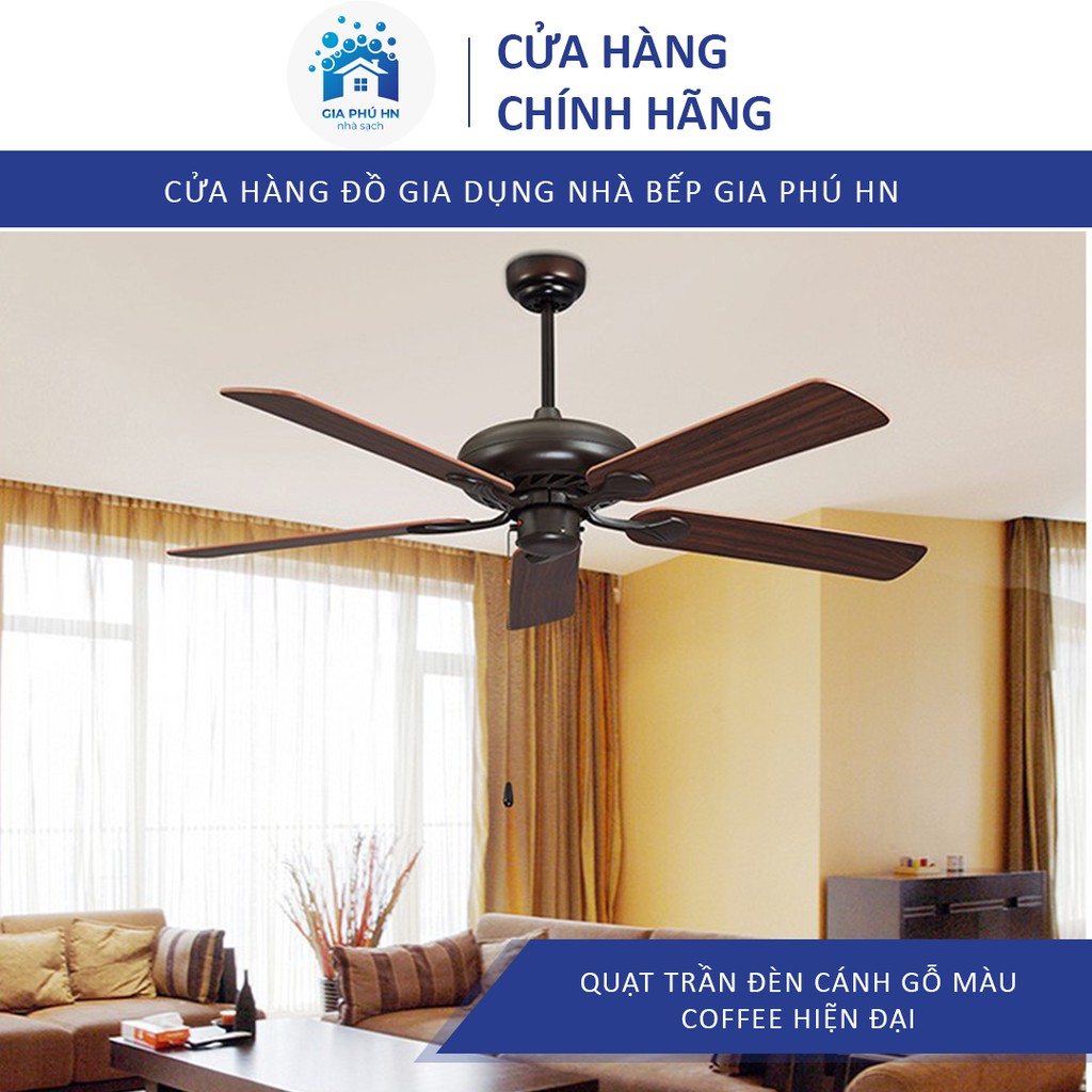 Quạt Trần Đèn Cánh Gỗ Màu Coffee Hiện Đại 52KSP - 800  Cam Kết Chất Lượng  Quạt Đèn Trần Đẹp Loại Tốt 5 Cánh