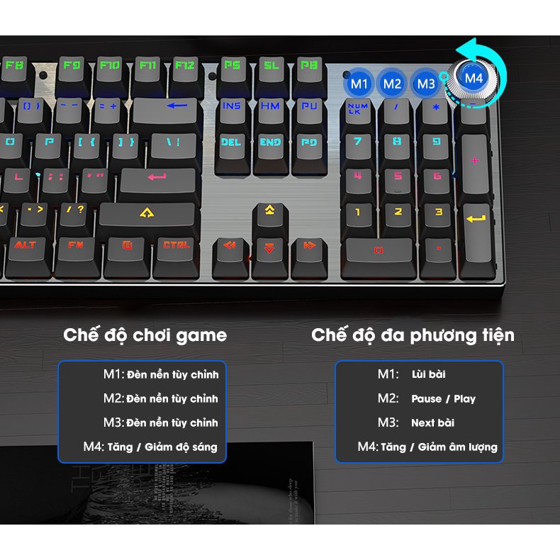 [Mã SKAMSALE03 giảm 10% đơn 200k] Bàn phím cơ Gaming Leaven K990 - LED RGB - chống nước - chống bụi - Blue Switch