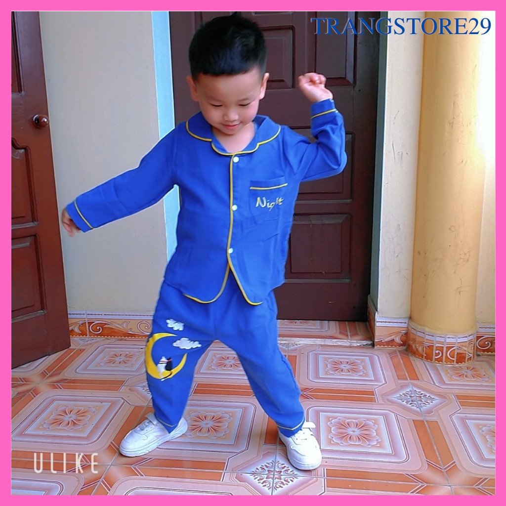 Bộ Pijama  Cho Bé Trai, Bé Gái Chất Đũi Cao Cấp cực xinh cho bé, Đồ Ngủ Cho Bé in hình ông trăng Từ 6-28Kg_TRANG STORE29