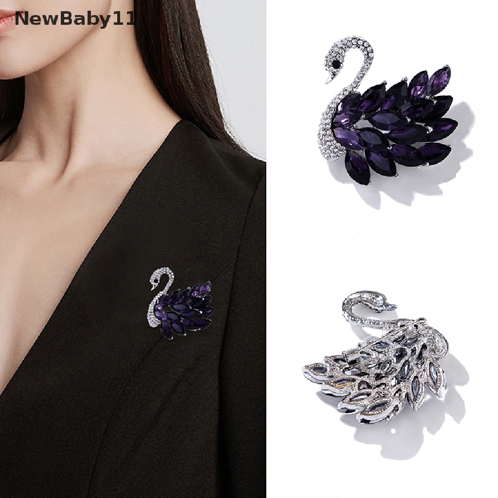 Ghim Cài Áo Hình Thiên Nga Đính Đá Zircon Phong Cách Vintage