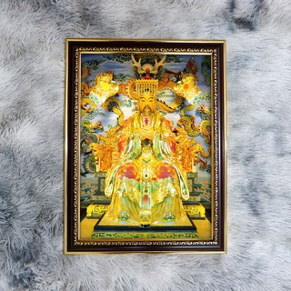 Tranh Vua Cha Ngọc Hoàng (Đạo Giáo) 36x48cm bằng vải phủ bóng khung composite xịn xò