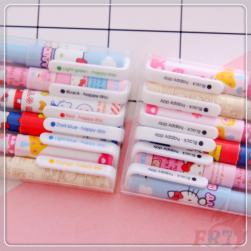 ❀ Hello Kitty Bút Bi Hình Siêu Anh Hùng / Bầu Trời / Ngôi Sao / Thị Trấn Xinh Xắn ❀ Set 6 Bút Mực Gel Chuyên Dụng Chất Lượng Cao