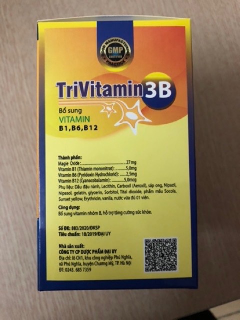 TRIVITAMIN 3B bổ sung Vitamin (B1, B6, B12)