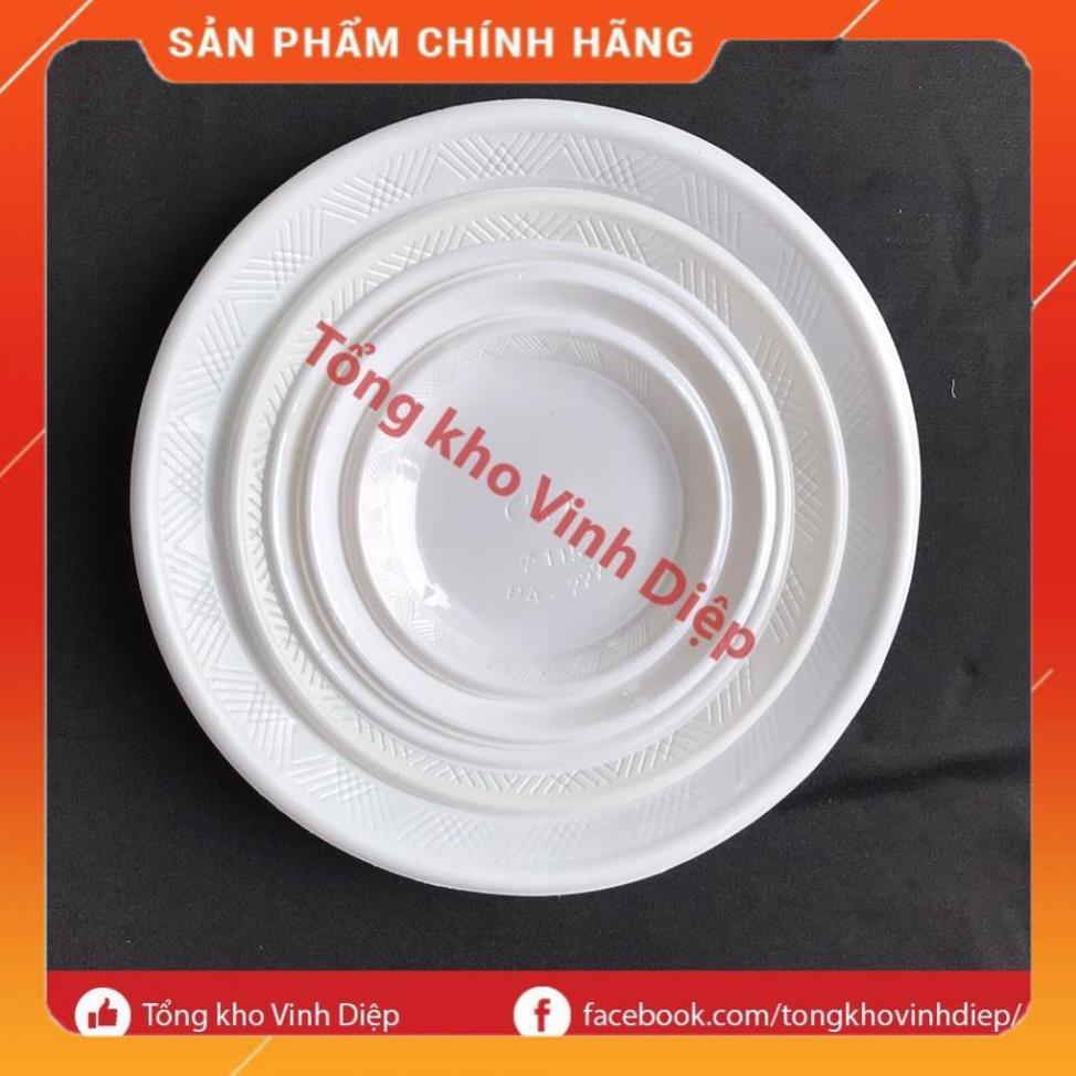 Túi 50 đĩa nhựa dùng 1 lần hàng đẹp đủ kích thước