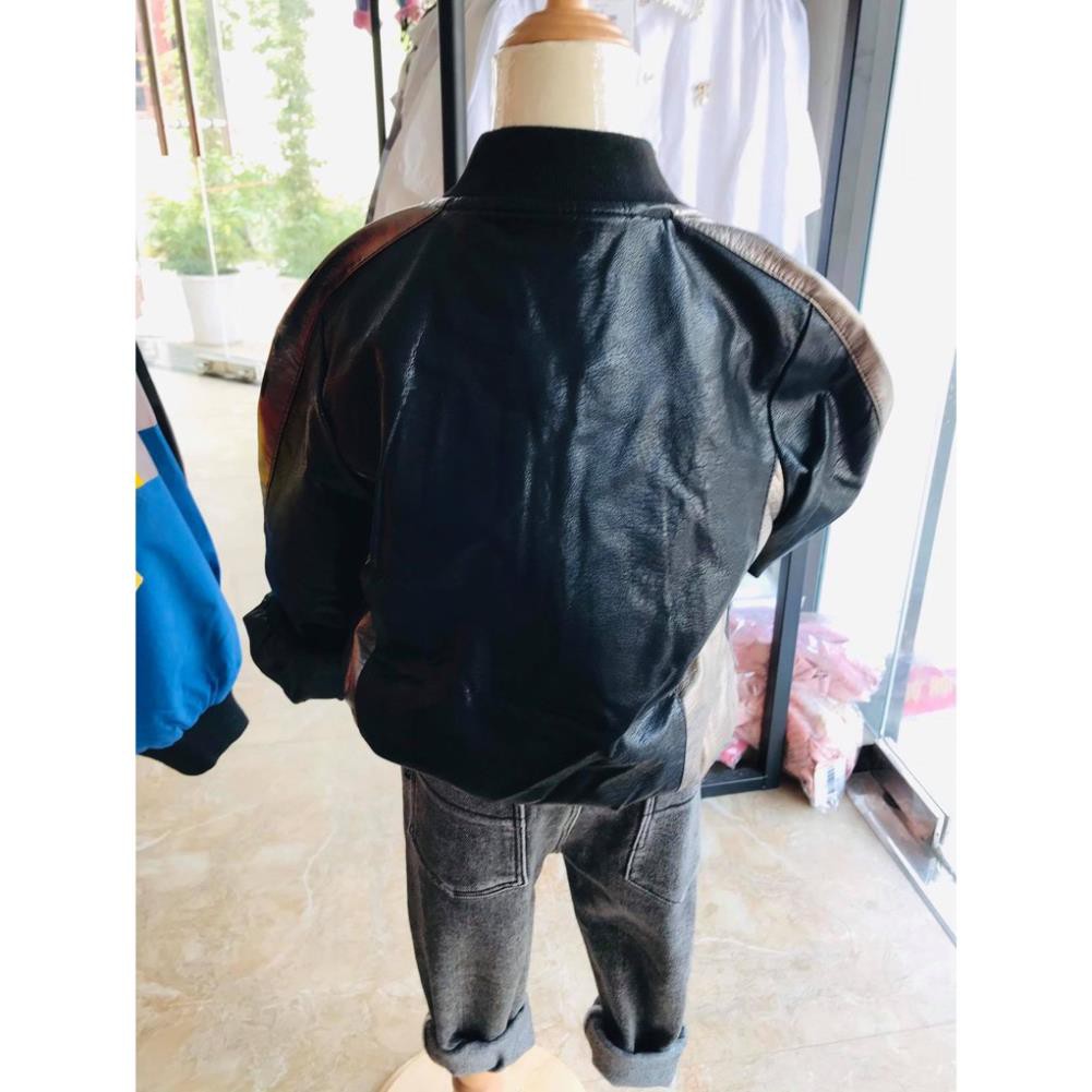 Áo khoác da bomber cho bé trai siêu chất hàng Quảng Châu