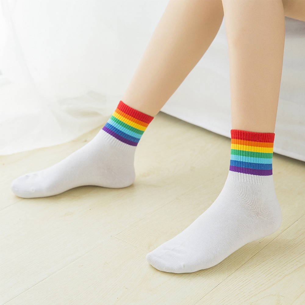 Vớ cotton cổ ngắn thoáng khí màu cầu vồng thời trang thu đông cho nam