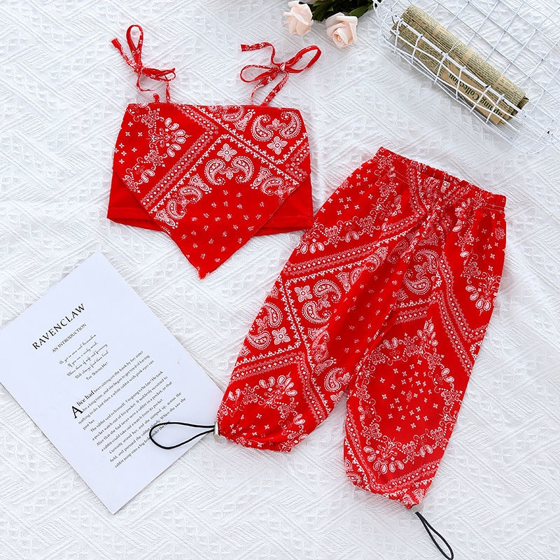 Set Áo Hai Dây + Quần Dài Chống Muỗi Phong Cách Thời Trang Mùa Hè Mới Dành Cho Bé Gái